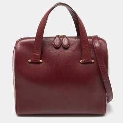 Cartier Burgundy Leather Zip Boston Bag