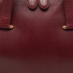 Cartier Burgundy Leather Zip Boston Bag