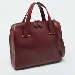 Cartier Burgundy Leather Zip Boston Bag