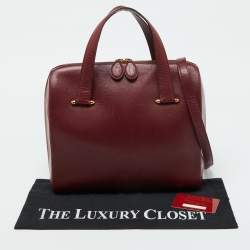 Cartier Burgundy Leather Zip Boston Bag