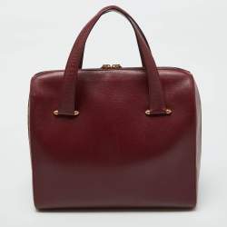 Cartier Burgundy Leather Zip Boston Bag