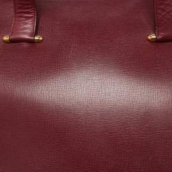 Cartier Burgundy Leather Zip Boston Bag