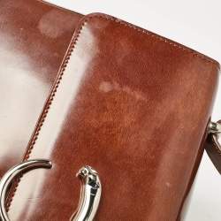 Pre Owned Cartier Brown Glossy Leather Panthere de Cartier Shoulder Bag