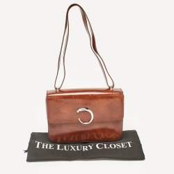 Pre Owned Cartier Brown Glossy Leather Panthere de Cartier Shoulder Bag