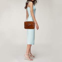 Pre Owned Cartier Brown Glossy Leather Panthere de Cartier Shoulder Bag