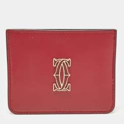 Cartier Dark Red Leather C De Cartier Card Holder