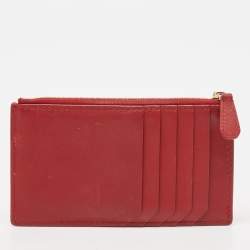 Cartier Red Leather Guirlande de Cartier Zipped Card Holder