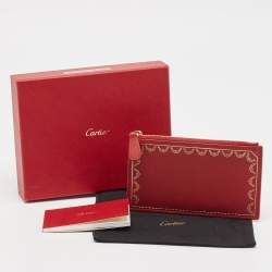 Cartier Red Leather Guirlande de Cartier Zipped Card Holder