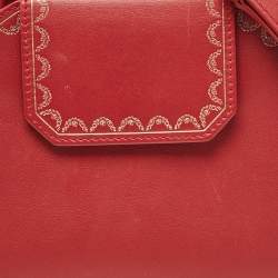Pre Owned Cartier Red Leather Mini Guirlande De Cartier Top Handle Bag