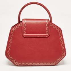 Pre Owned Cartier Red Leather Mini Guirlande De Cartier Top Handle Bag