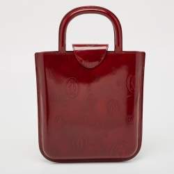 Pre Owned Cartier Red Glossy Leather Happy Birthday Tote