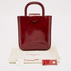 Pre Owned Cartier Red Glossy Leather Happy Birthday Tote