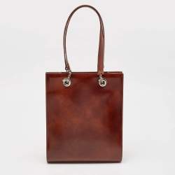 Cartier Brown Glossy Leather Panthere Chain Tote