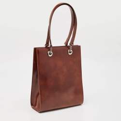 Cartier Brown Glossy Leather Panthere Chain Tote