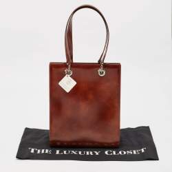 Cartier Brown Glossy Leather Panthere Chain Tote