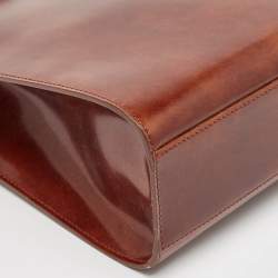 Cartier Brown Glossy Leather Panthere Chain Tote