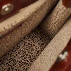 Cartier Brown Glossy Leather Panthere Chain Tote