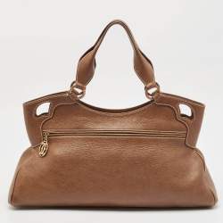 Pre Owned Cartier Brown Leather Marcello de Cartier Satchel