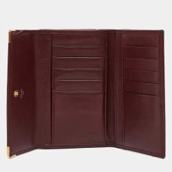 Cartier Burgundy Leather Must de Cartier Kisslock French Wallet