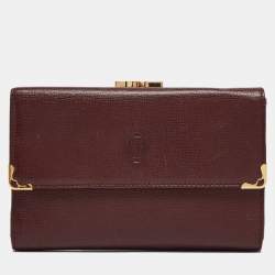 Cartier Burgundy Leather Must de Cartier Kisslock French Wallet