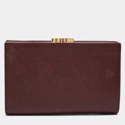 Cartier Burgundy Leather Must de Cartier Kisslock French Wallet