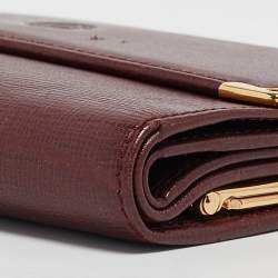 Cartier Burgundy Leather Must de Cartier Kisslock French Wallet