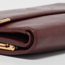 Cartier Burgundy Leather Must de Cartier Kisslock French Wallet