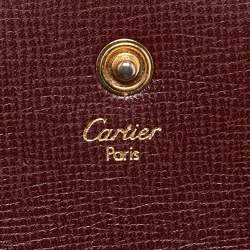 Cartier Burgundy Leather Must de Cartier Kisslock French Wallet
