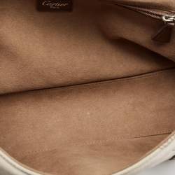 Cartier Brown/Grey Satin and Lizard Happy Birthday Cabochon Flap Bag