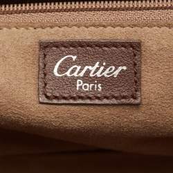 Cartier Brown/Grey Satin and Lizard Happy Birthday Cabochon Flap Bag
