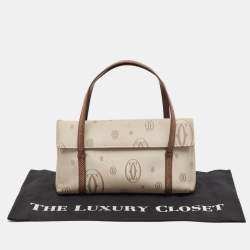 Cartier Brown/Grey Satin and Lizard Happy Birthday Cabochon Flap Bag