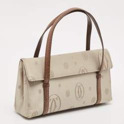 Cartier Brown/Grey Satin and Lizard Happy Birthday Cabochon Flap Bag