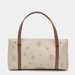 Cartier Brown/Grey Satin and Lizard Happy Birthday Cabochon Flap Bag