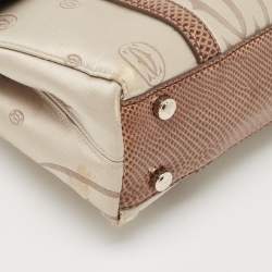 Cartier Brown/Grey Satin and Lizard Happy Birthday Cabochon Flap Bag