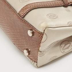 Cartier Brown/Grey Satin and Lizard Happy Birthday Cabochon Flap Bag