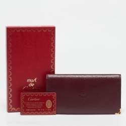 Pre Owned Cartier Red Leather Must de Cartier Continental Wallet