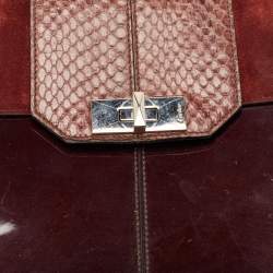 Pre Owned Cartier Burgundy Patent Leather/Suede and Snakeskin Classic Feminine Line Chain Bag