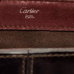 Pre Owned Cartier Burgundy Patent Leather/Suede and Snakeskin Classic Feminine Line Chain Bag