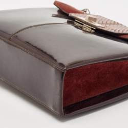 Pre Owned Cartier Burgundy Patent Leather/Suede and Snakeskin Classic Feminine Line Chain Bag