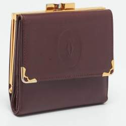 Cartier Burgundy Leather Must de Cartier Kisslock Wallet