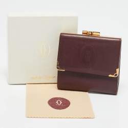 Cartier Burgundy Leather Must de Cartier Kisslock Wallet
