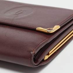 Cartier Burgundy Leather Must de Cartier Kisslock Wallet