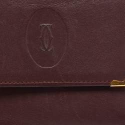 Cartier Burgundy Leather Must de Cartier Kisslock Wallet