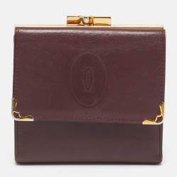 Cartier Burgundy Leather Must de Cartier Kisslock Wallet