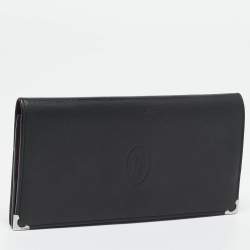 Pre Owned Cartier Black Leather Must de Cartier Bifold Long Wallet