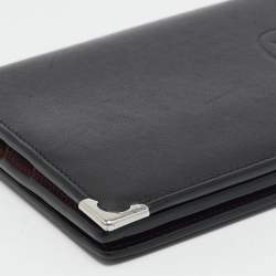 Pre Owned Cartier Black Leather Must de Cartier Bifold Long Wallet