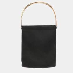 Cartier Black Logo Print Leather Trinity Top Handle Bag