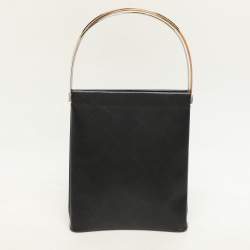 Cartier Black Logo Print Leather Trinity Top Handle Bag
