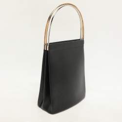 Cartier Black Logo Print Leather Trinity Top Handle Bag