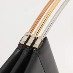 Cartier Black Logo Print Leather Trinity Top Handle Bag